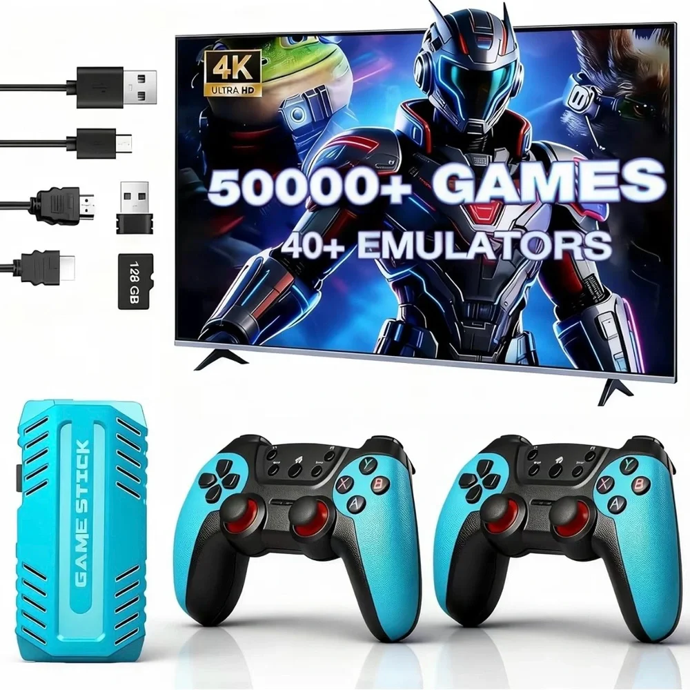 4K Ultra HD Console with Blue Controllers